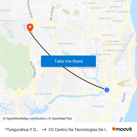 *Tungurahua Y Quisquis to Cti Centro De Tecnologías De Información map