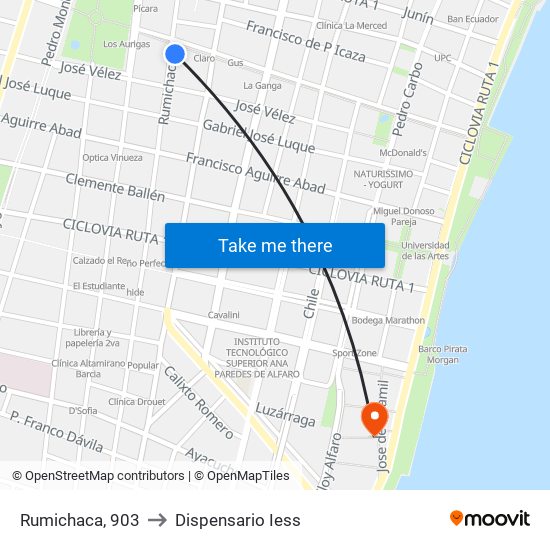Rumichaca, 903 to Dispensario Iess map