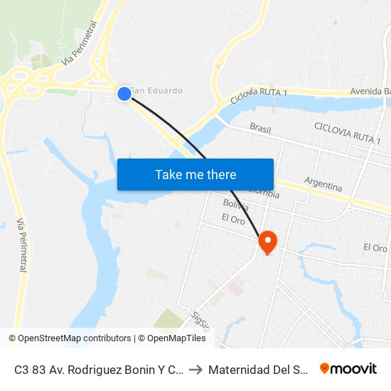 C3 83 Av. Rodriguez Bonin Y Calle 2a So to Maternidad Del Suburbio map