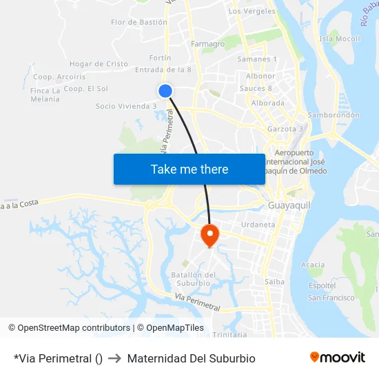 *Via Perimetral () to Maternidad Del Suburbio map