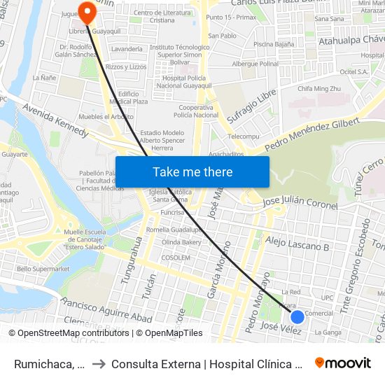 Rumichaca, 903 to Consulta Externa | Hospital Clínica Kennedy map