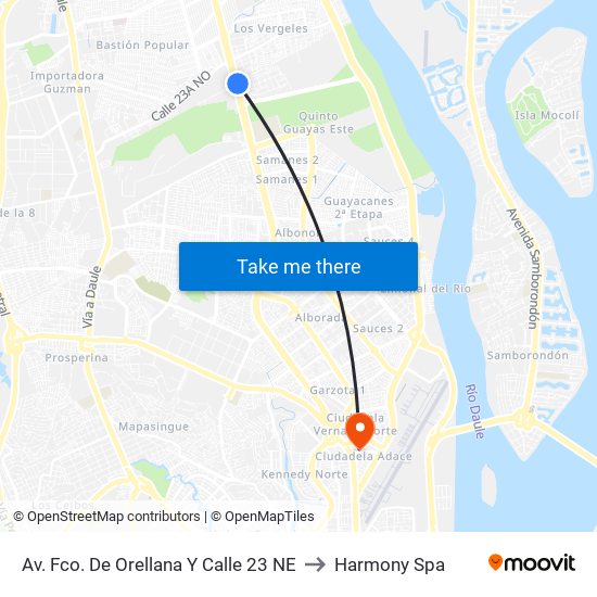 Av. Fco. De Orellana  Y  Calle 23  NE to Harmony Spa map