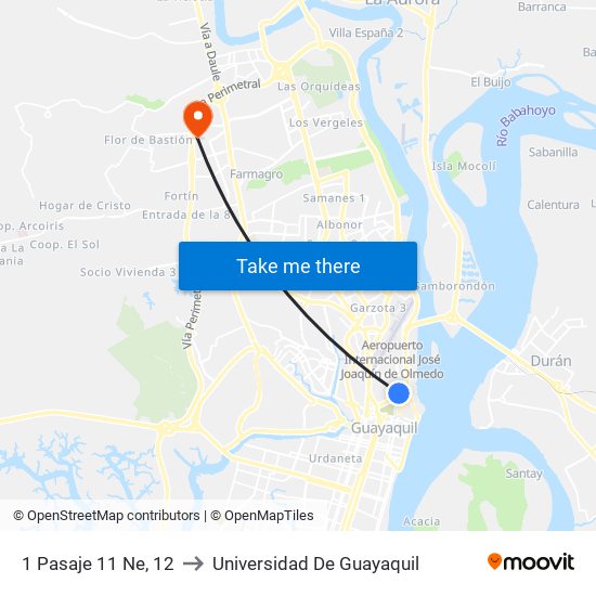 1 Pasaje 11 Ne, 12 to Universidad De Guayaquil map