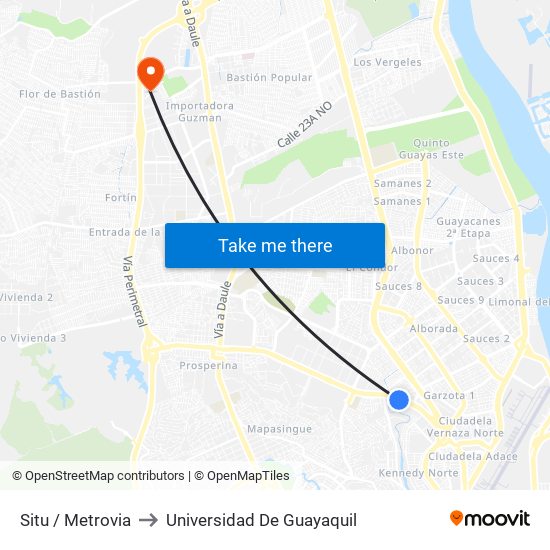 Situ / Metrovia to Universidad De Guayaquil map