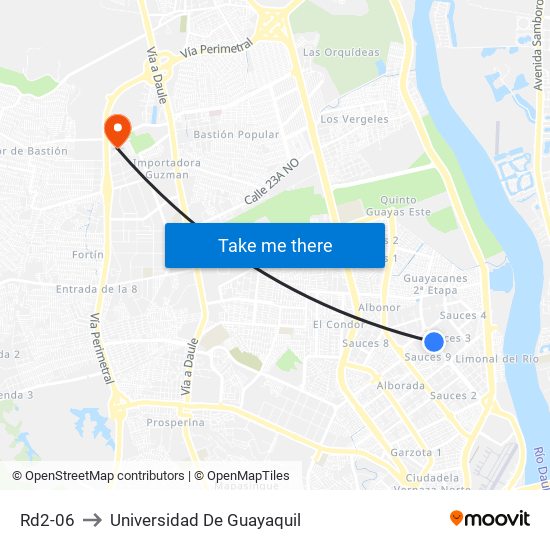 Rd2-06 to Universidad De Guayaquil map