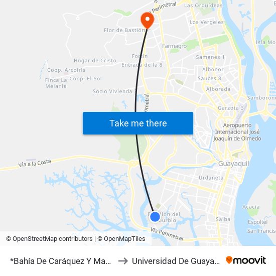 *Bahía De Caráquez Y Macará to Universidad De Guayaquil map