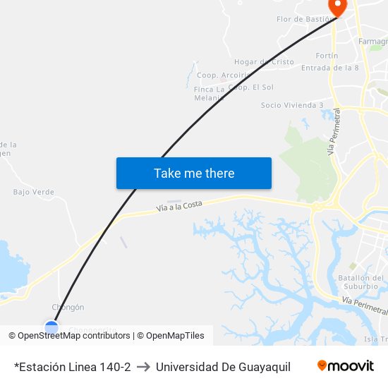 *Estación Linea 140-2 to Universidad De Guayaquil map