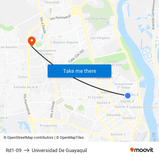 Rd1-09 to Universidad De Guayaquil map