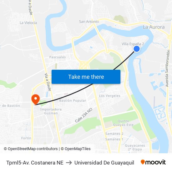 Tpml5-Av. Costanera NE to Universidad De Guayaquil map