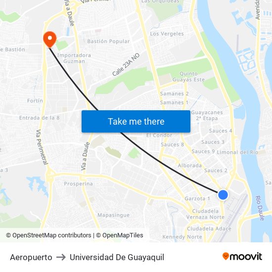 Aeropuerto to Universidad De Guayaquil map
