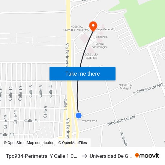 Tpc934-Perimetral Y Calle 1 Callejon 24 No to Universidad De Guayaquil map