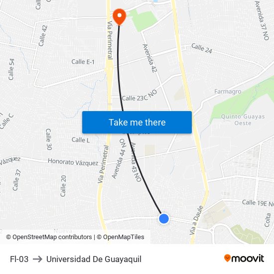 Fl-03 to Universidad De Guayaquil map