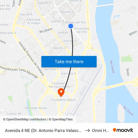 Avenida 4 NE (Dr. Antonio Parra Velasco) Y 4to Callejon 16a to Omni Hospital map
