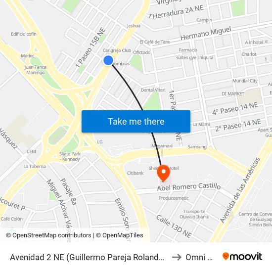 Avenidad 2 NE (Guillermo Pareja Rolando) Y 9no Pasaje 1 NE (N172) to Omni Hospital map
