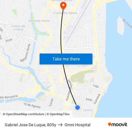 Gabriel Jose De Luque, 805y to Omni Hospital map