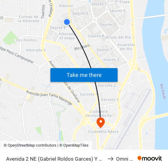 Avenida 2 NE (Gabriel Roldos Garces) Y Avenida 3 NE (Isidro Ayora Cuev)A to Omni Hospital map