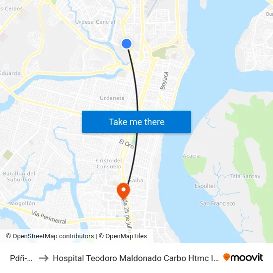 Pdñ-03 to Hospital Teodoro Maldonado Carbo Htmc Iess map