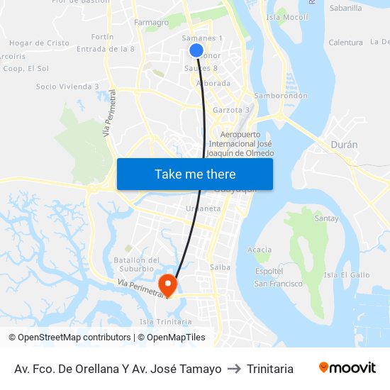 Av. Fco. De Orellana  Y  Av. José Tamayo to Trinitaria map