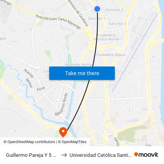 Guillermo Pareja Y  5 Herradura 2 N-E to Universidad Católica Santiago De Guayaquil map