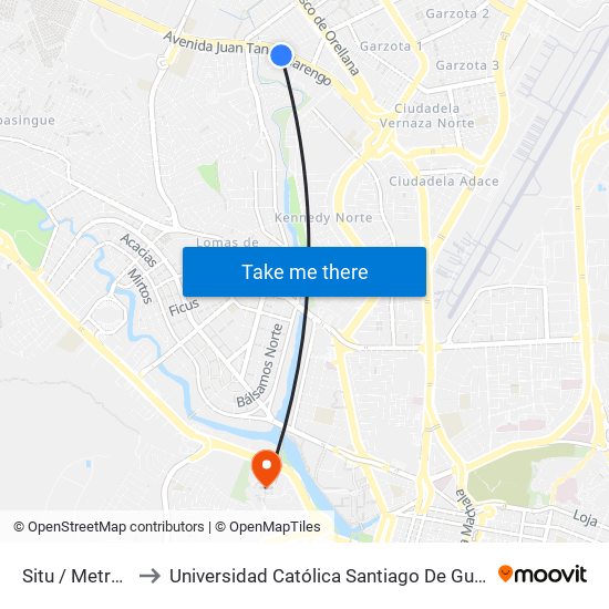 Situ / Metrovia to Universidad Católica Santiago De Guayaquil map