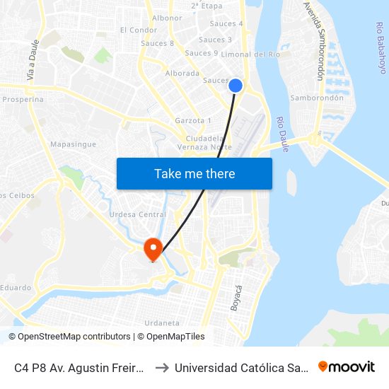 C4 P8 Av. Agustin Freire Y  18 Peatonal 3ne to Universidad Católica Santiago De Guayaquil map