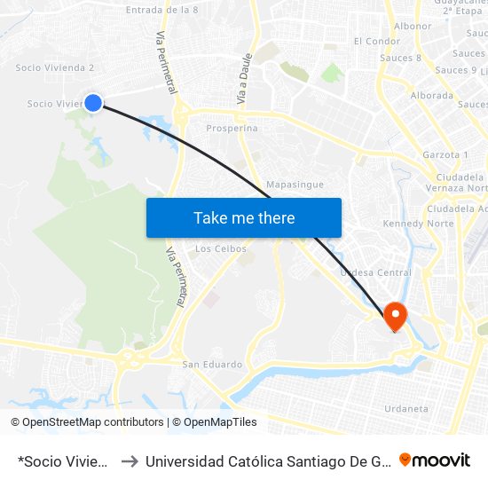 *Socio Vivienda * to Universidad Católica Santiago De Guayaquil map