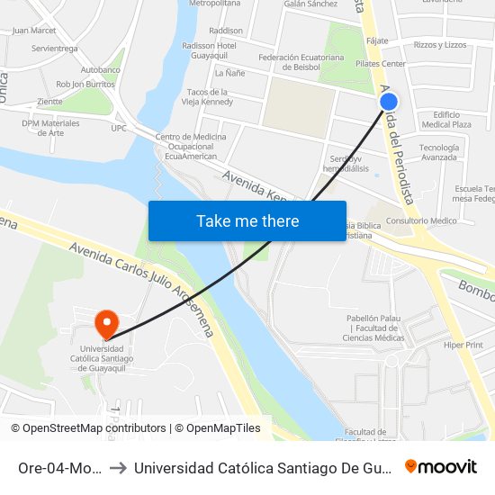 Ore-04-Mover to Universidad Católica Santiago De Guayaquil map