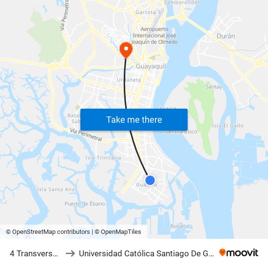 4 Transversal 11 to Universidad Católica Santiago De Guayaquil map