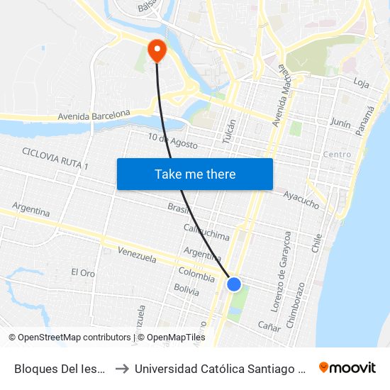 Bloques Del Iess (Este) to Universidad Católica Santiago De Guayaquil map
