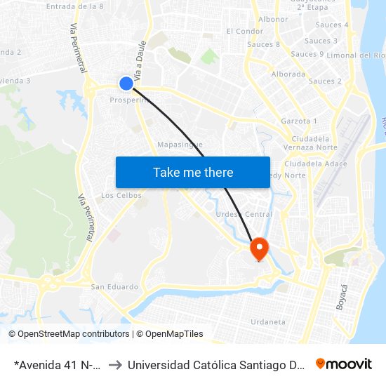 *Avenida 41 N-O, 201 to Universidad Católica Santiago De Guayaquil map