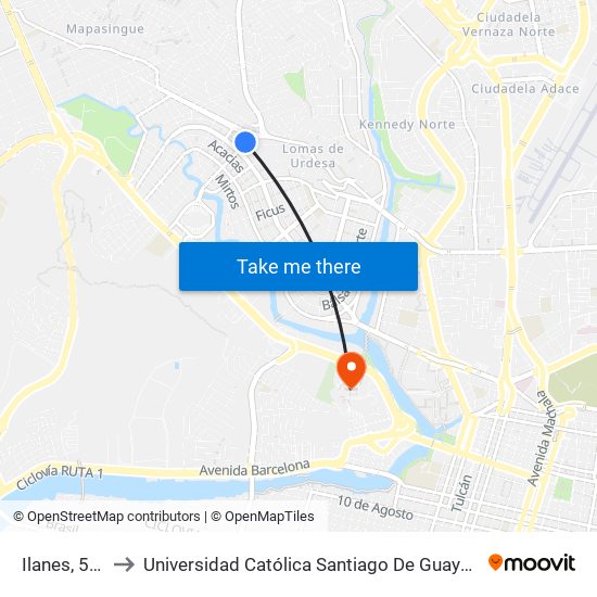 Ilanes, 503 to Universidad Católica Santiago De Guayaquil map