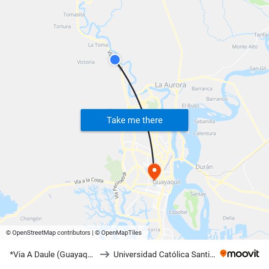*Via A Daule  (Guayaquil Country Club to Universidad Católica Santiago De Guayaquil map