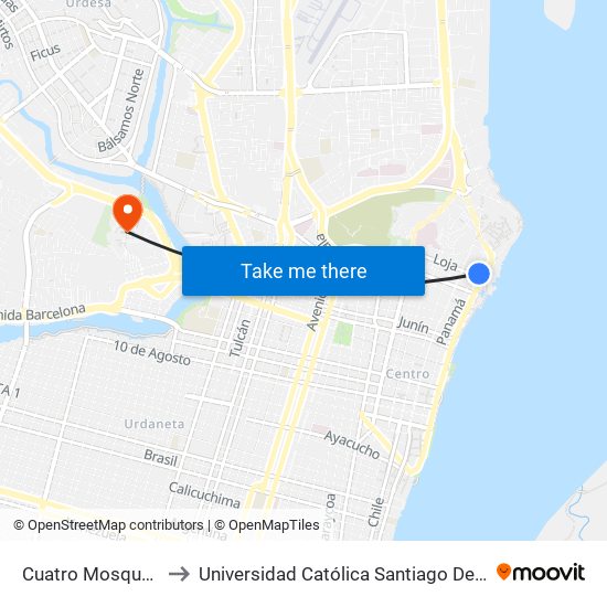 Cuatro Mosqueteros to Universidad Católica Santiago De Guayaquil map