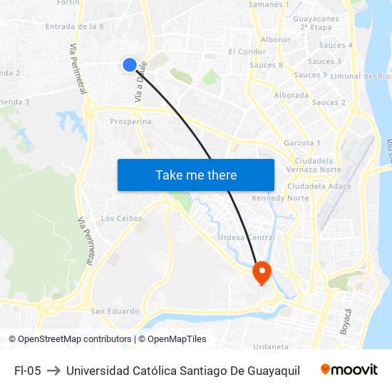 Fl-05 to Universidad Católica Santiago De Guayaquil map