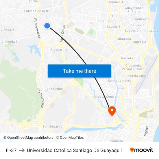 Fl-37 to Universidad Católica Santiago De Guayaquil map