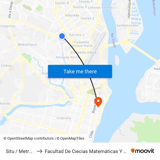 Situ / Metrovia to Facultad De Ciecias Matemáticas Y Físicas map