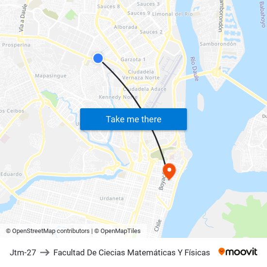 Jtm-27 to Facultad De Ciecias Matemáticas Y Físicas map