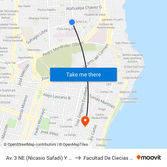 Av. 3 NE (Nicasio Safadi) Y Calle 11 NE (Roberto Gilbert) to Facultad De Ciecias Matemáticas Y Físicas map