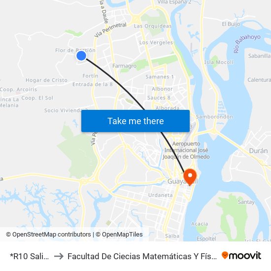 *R10 Salida to Facultad De Ciecias Matemáticas Y Físicas map