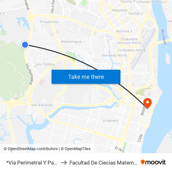 *Via Perimetral Y Paso Peatonal. to Facultad De Ciecias Matemáticas Y Físicas map