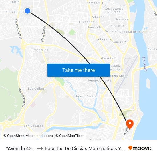 *Avenida 43 No to Facultad De Ciecias Matemáticas Y Físicas map