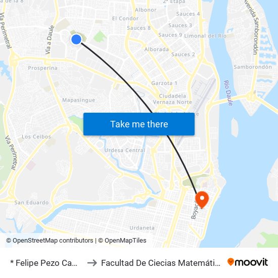 * Felipe Pezo Campusano to Facultad De Ciecias Matemáticas Y Físicas map