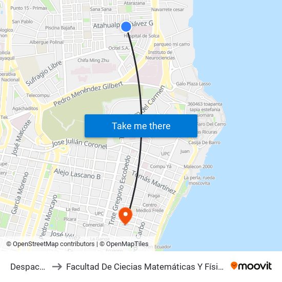 Despacho to Facultad De Ciecias Matemáticas Y Físicas map