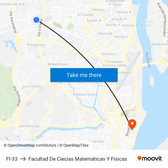 Fl-33 to Facultad De Ciecias Matemáticas Y Físicas map