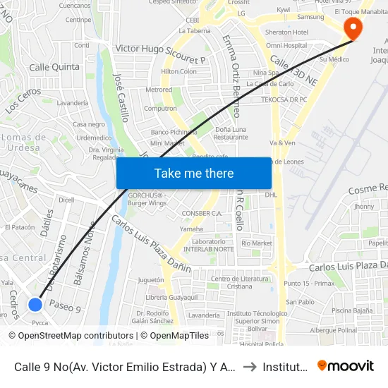 Calle 9 No(Av. Victor Emilio Estrada) Y Av. 26 No (Todos Los Santos) (Iglesia La Redonda) to Instituto De Higiene map