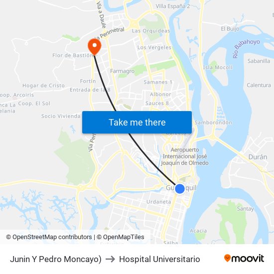 Junin Y Pedro Moncayo) to Hospital Universitario map