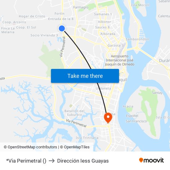 *Via Perimetral () to Dirección Iess Guayas map
