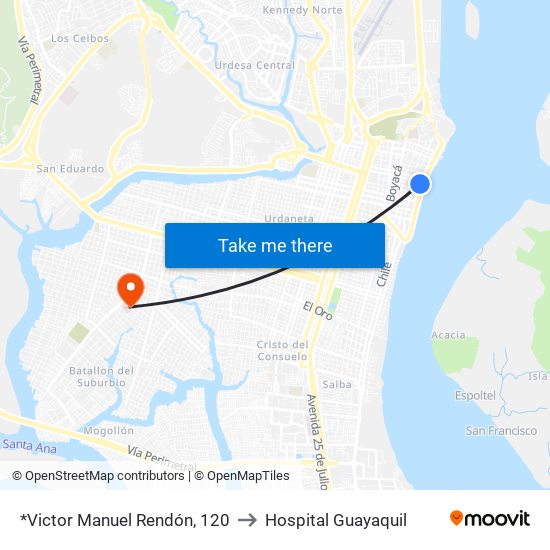 *Victor Manuel Rendón, 120 to Hospital Guayaquil map