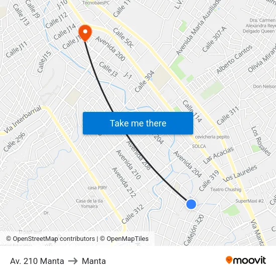 Av. 210 Manta to Manta map