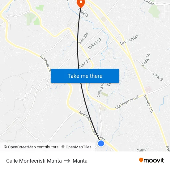Calle Montecristi Manta to Manta map